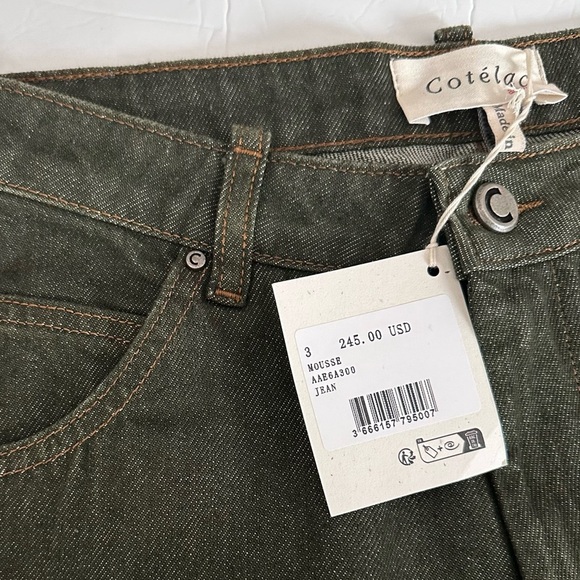 Cotélac High-Waisted Wide Leg Jeans In Mousse/ Green Size 3/US 10 NEW - Picture 2 of 8